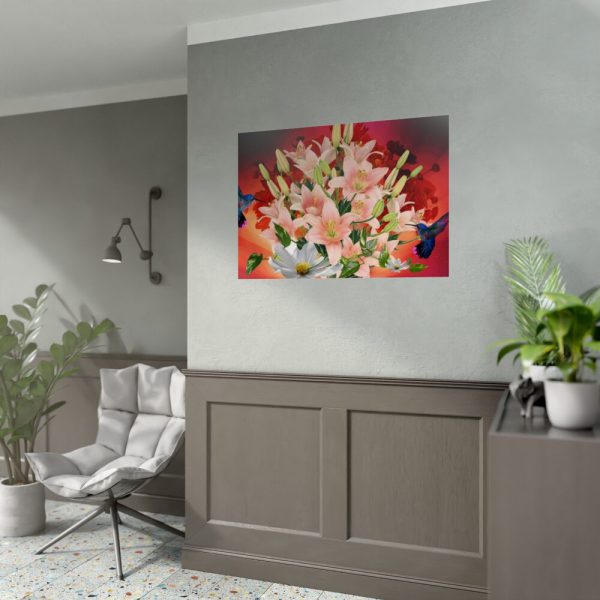 Lilies Salmon Lirios Flowers Poster