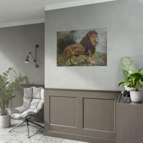 92409-53.jpg A Lion Walking by Géza Vastagh Poster