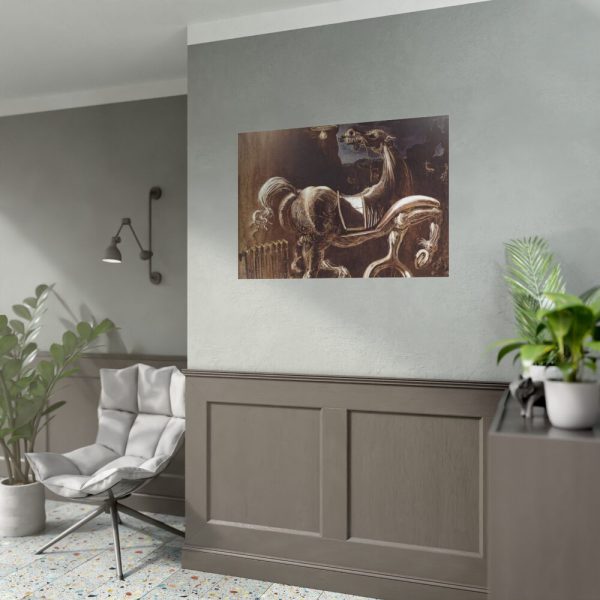 92409-74.jpg Debris of an Automobile Giving Birth to a Blind Horse Biting a Telephone Poster