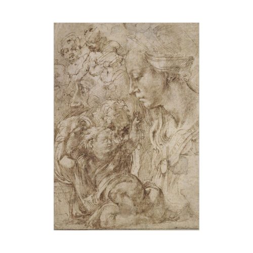 Studies for Holy Family by Michelangelo Buonarroti Poster