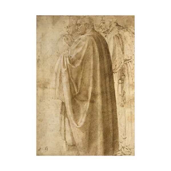 92410-162.jpg Three Standing Men in Wide Cloaks by Michelangelo Buonarroti Poster