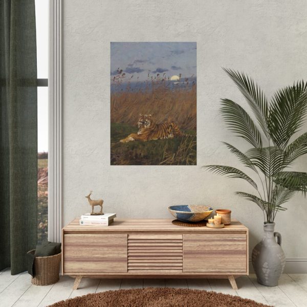 92410-238.jpg A Tiger Among Rushes In The Moonlight Poster