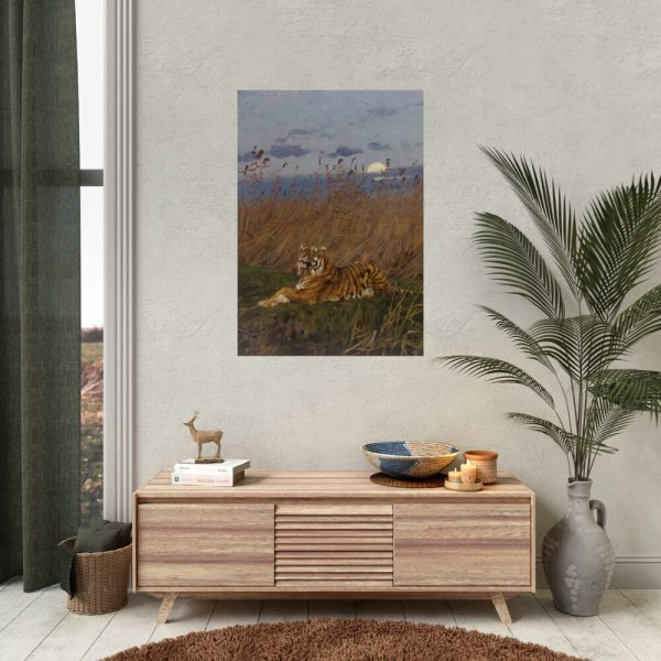 92411-237.jpg A Tiger Among Rushes In The Moonlight Poster
