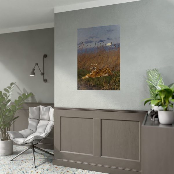 92411-238.jpg A Tiger Among Rushes In The Moonlight Poster