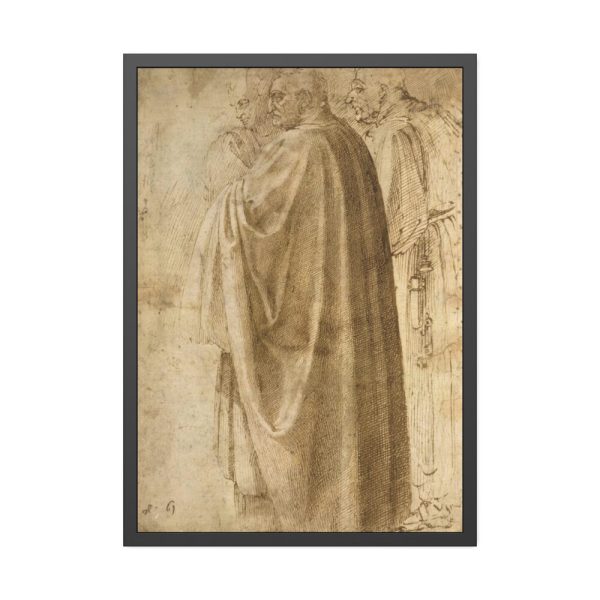 93830-208.jpg Three Standing Men in Wide Cloaks by Michelangelo Buonarroti Framed Poster