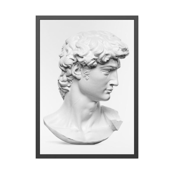 93830-212.jpg David statue's head by Michelangelo Buonarroti Framed Poster