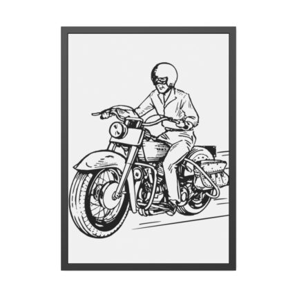 Biker Riding Motorcycle Framed Poster