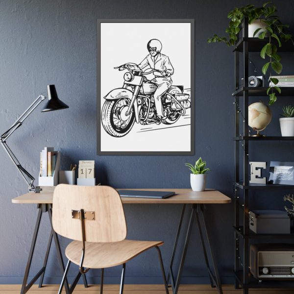 93830-238.jpg Biker Riding Motorcycle Framed Poster