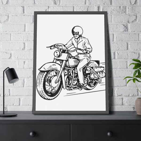 93830-239.jpg Biker Riding Motorcycle Framed Poster