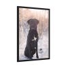 93830-333.jpg Black Dog Sitting on Snow Framed Poster