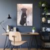 93830-334.jpg Black Dog Sitting on Snow Framed Poster