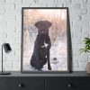 93830-335.jpg Black Dog Sitting on Snow Framed Poster