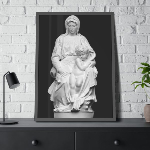 Mary Seated with Child by Michelangelo Buonarroti Framed Poster