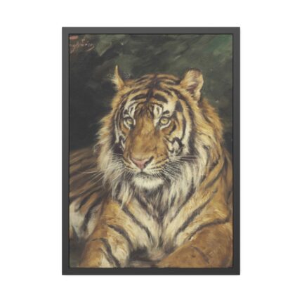 A Reclining Tiger by Géza Vastagh Framed Poster