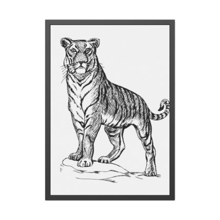 Vintage Tiger Animal Illustration Framed Poster