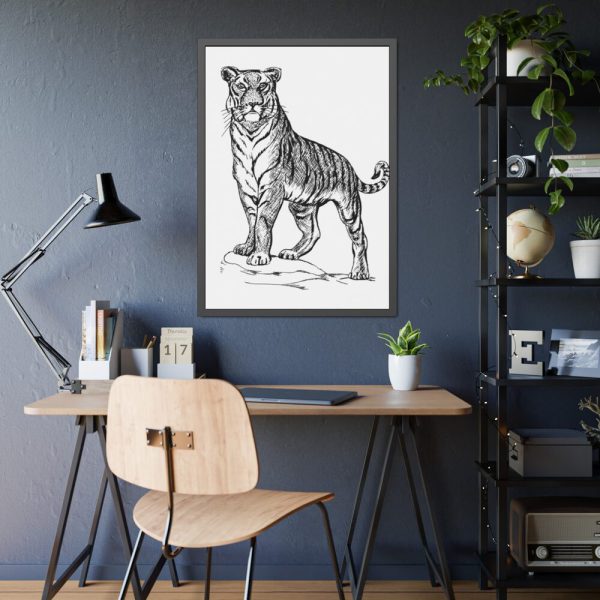 Vintage Tiger Animal Illustration Framed Poster