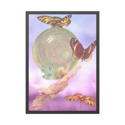 Vintage Angel Butterflies Cherub Framed Poster