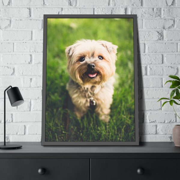 93830-55.jpg Little Puppy on the Grass Framed Poster