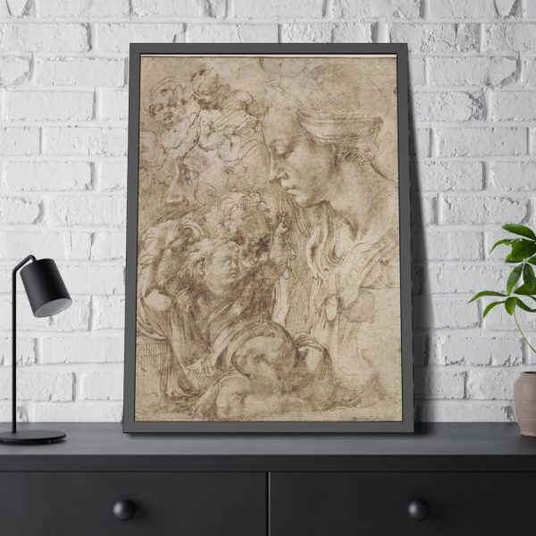 93831-183.jpg Studies for Holy Family by Michelangelo Buonarroti Framed Poster