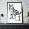 Vintage Tiger Animal Illustration Framed Poster