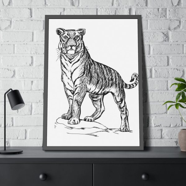 Vintage Tiger Animal Illustration Framed Poster