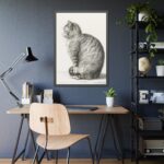 Sitting cat by Jean Bernard  Framed Poster - Image 7