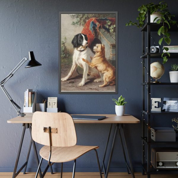 93831-38.jpg Two Dogs by a Kennel by Conradijn Cunaeus Framed Poster
