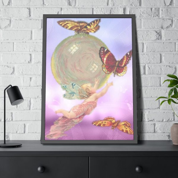 93831-407.jpg Vintage Angel Butterflies Cherub Framed Poster