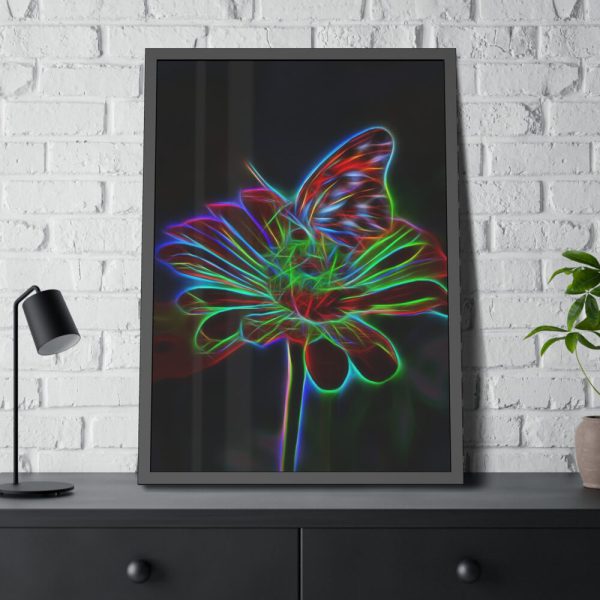 93831-411.jpg Flower Butterfly Light Effect Framed Poster