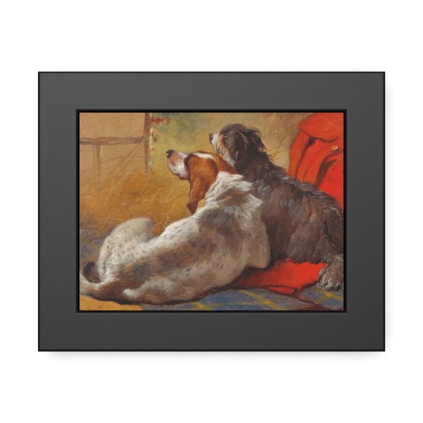 A Hound and a Bearded Collie by John Frederick Herring Framed Poster