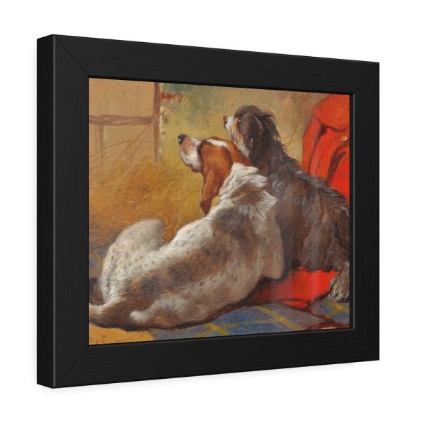 A Hound and a Bearded Collie by John Frederick Herring Framed Poster