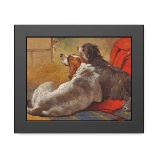 A Hound and a Bearded Collie by John Frederick Herring Framed Poster
