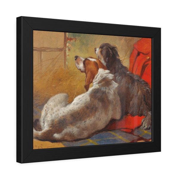 A Hound and a Bearded Collie by John Frederick Herring Framed Poster