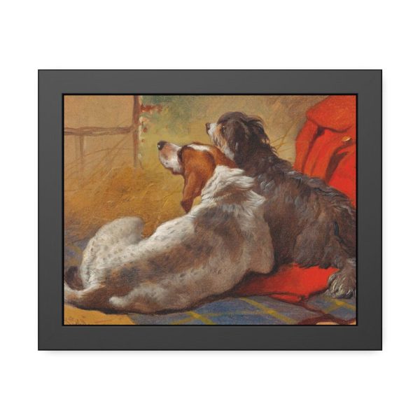 A Hound and a Bearded Collie by John Frederick Herring Framed Poster