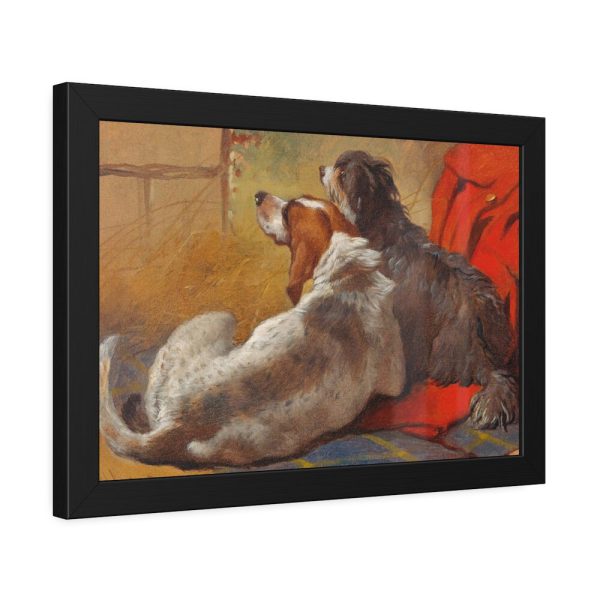 A Hound and a Bearded Collie by John Frederick Herring Framed Poster