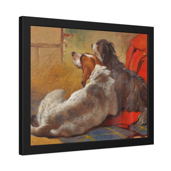 A Hound and a Bearded Collie by John Frederick Herring Framed Poster