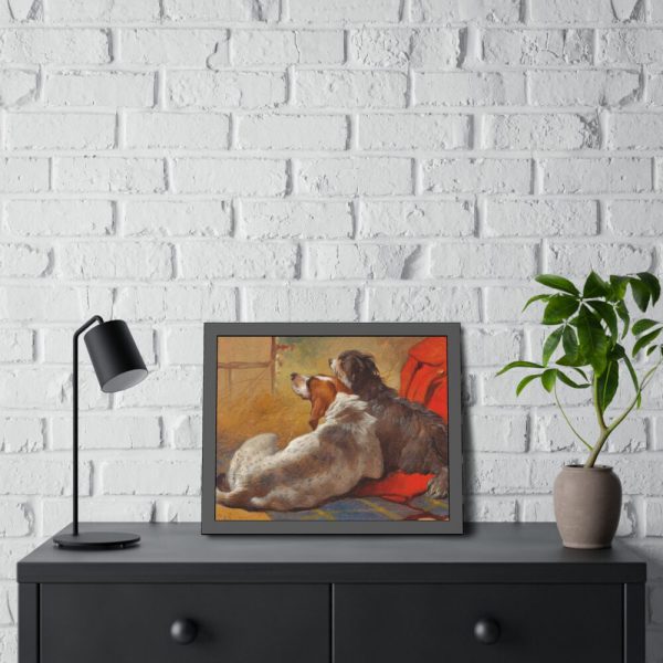 A Hound and a Bearded Collie by John Frederick Herring Framed Poster