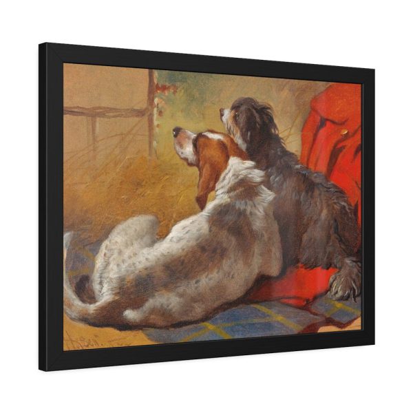 A Hound and a Bearded Collie by John Frederick Herring Framed Poster