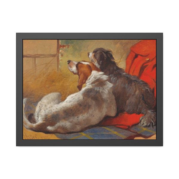 A Hound and a Bearded Collie by John Frederick Herring Framed Poster