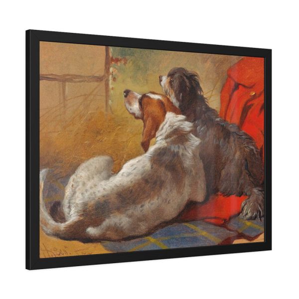 A Hound and a Bearded Collie by John Frederick Herring Framed Poster