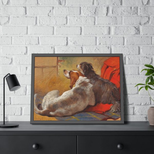 A Hound and a Bearded Collie by John Frederick Herring Framed Poster