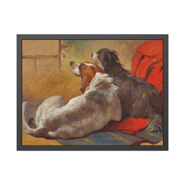 A Hound and a Bearded Collie by John Frederick Herring Framed Poster