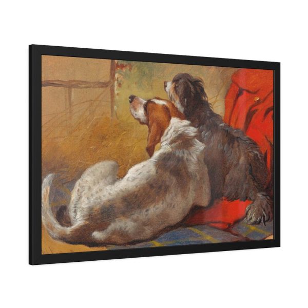 A Hound and a Bearded Collie by John Frederick Herring Framed Poster
