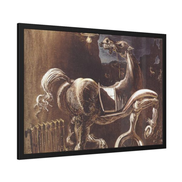 93854-105.jpg Debris of an Automobile Giving Birth to a Blind Horse Biting a Telephone Framed Poster