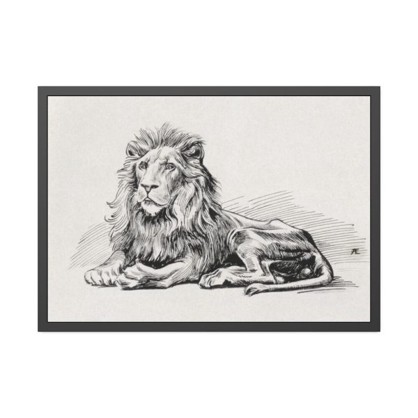 Vintage Lion Illustration by Albert Edelfelt Framed Poster
