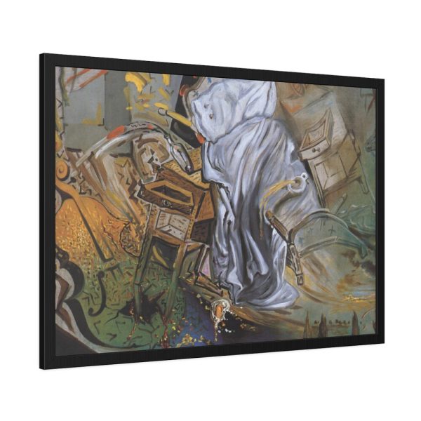 Bed and Two Bedside Tables Ferociously Attacking a Cello by Salvador Dali Framed Poster