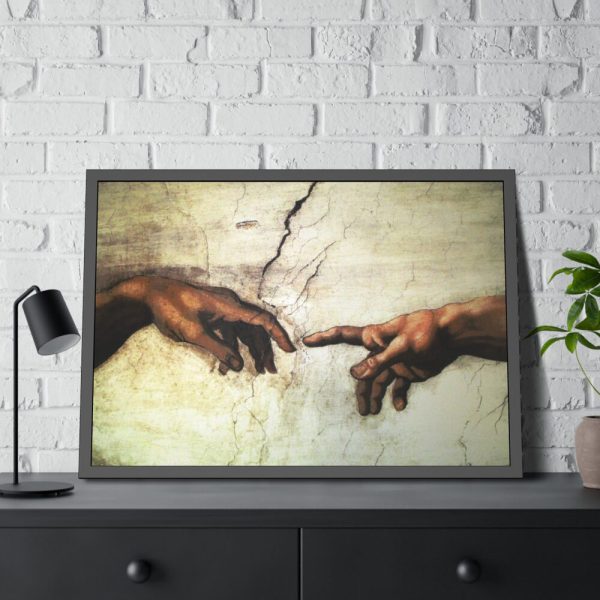 93854-455.jpg Part of The Creation of Adam Hands by Michelangelo Buonarroti Framed Poster