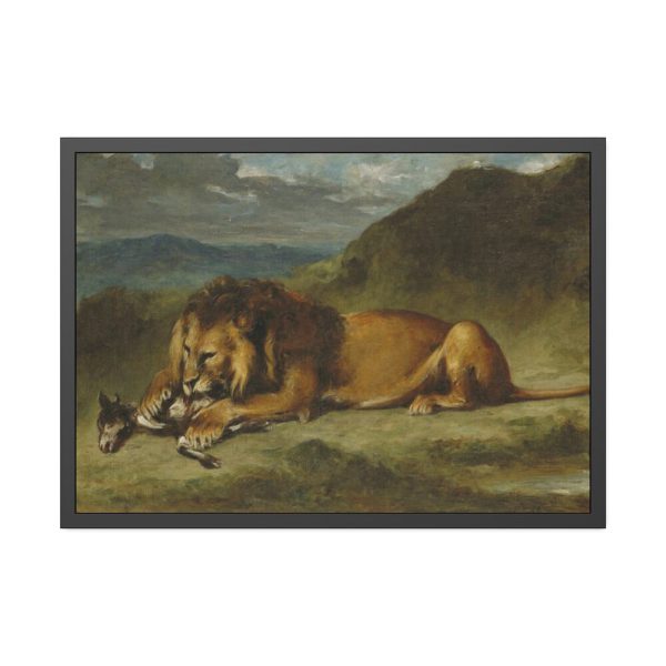 93854-48.jpg Lion Devouring a Goat Framed Poster