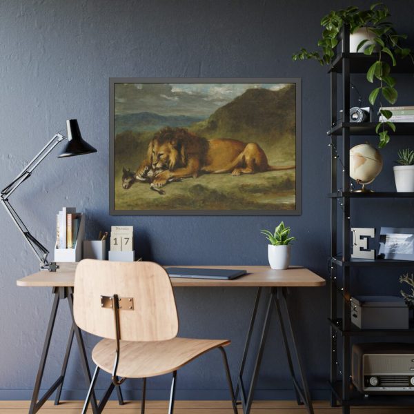 93854-50.jpg Lion Devouring a Goat Framed Poster