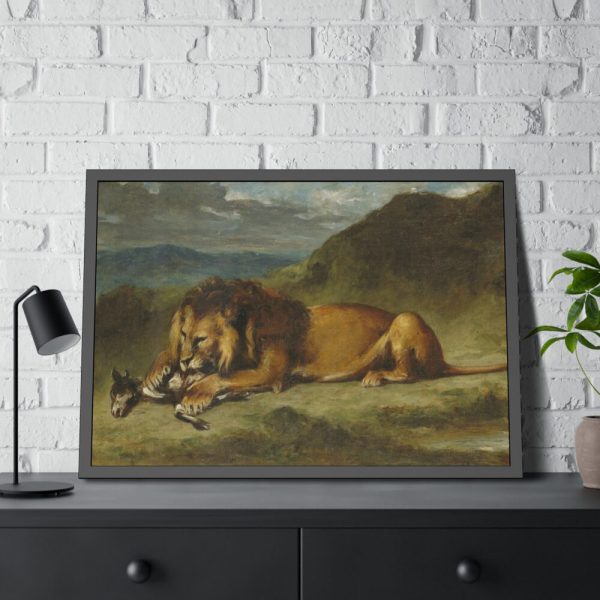 93854-51.jpg Lion Devouring a Goat Framed Poster